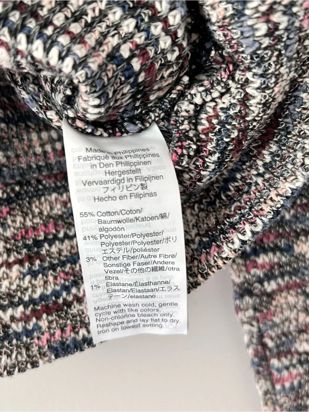 Madewell|Multicolor Cropped Crewneck Sweater in Black, Gray & Pink sz S